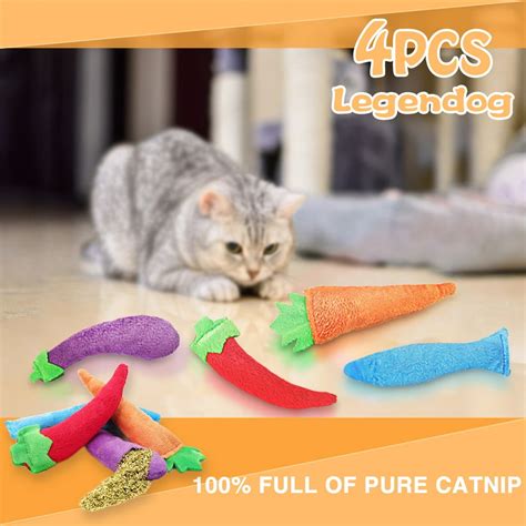 4pcs Cat Toy Carrot Eggplant Pepper Catnip Toy Cat Chew Toy Pet Biting