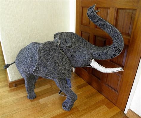 African Beaded Wire Animal Sculpture Elephant X Large Grey Etsy