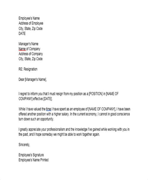 9 Short Resignation Letter Templates Free Word Pdf Format Download