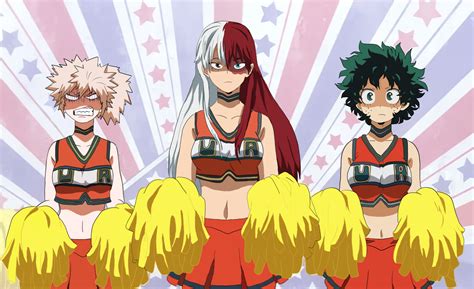 Genderbend Todoroki Bakugou And Deku In Cheer Uniforms