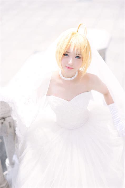 Wedding Dress Saber Cosplay By Tomia Quite Fateful Sankaku Complex