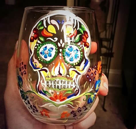 Sugar Skull Wine Glass By KatiebonesX On Etsy