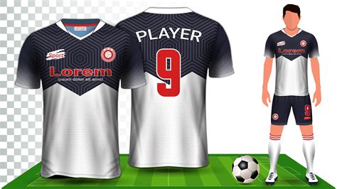 soccer jersey sport shirt  football kit uniform  mockup template  vector