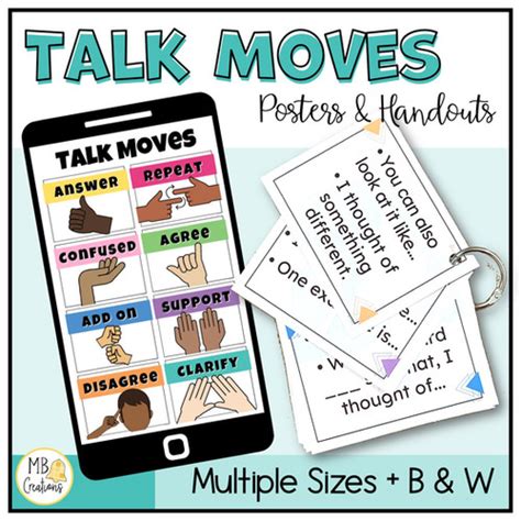 Talk Moves Posters Math Talk Bulletin Board Desk Tags Bookmarks