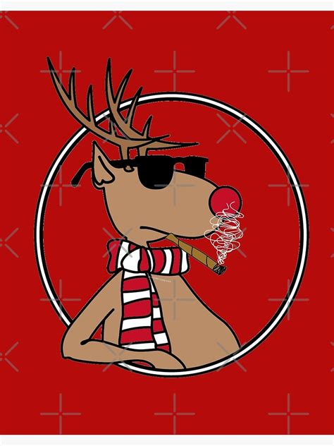 Rudolf The Red Nose Reindeer Smoking A Joint Art Board Print For Sale