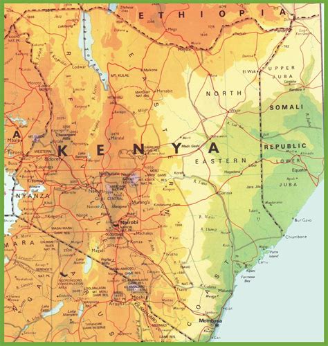Road Map Of Kenya Kenya Road Network Map Eastern Africa Africa