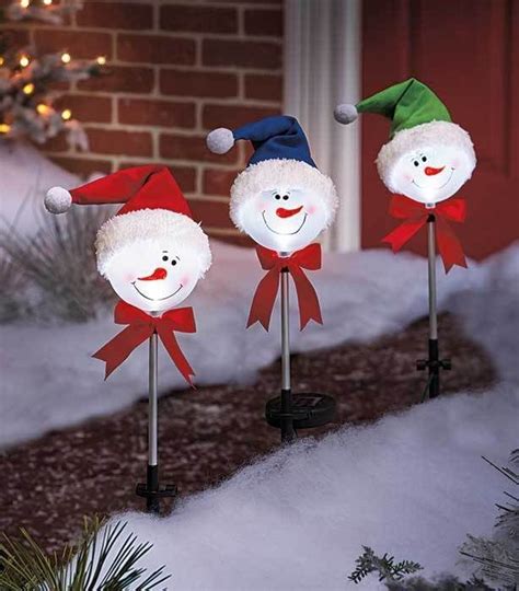 Snowman Set Of 3 Seasonal Solar Garden Stake Yard Lawn Outdoor Home Decor Solar Christmas