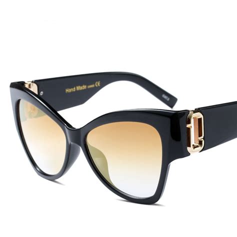 Sheli New Cat Eye Sunglasses Women Gold Mirror Gradient Elegant Ladies