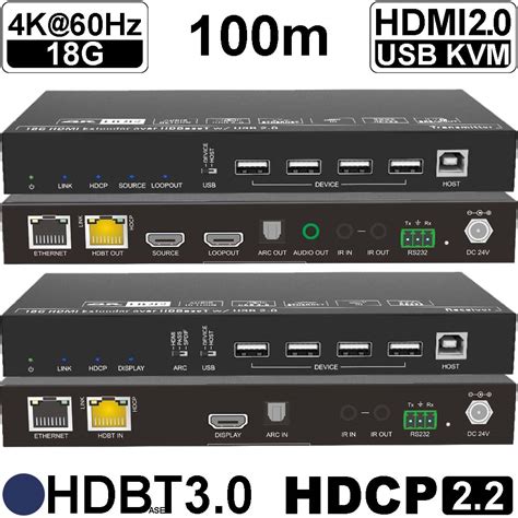 4K60 18G HDMI 2 0 USB 2 0 HDBaseT KVM Extender Set Up To 100m UHKVM