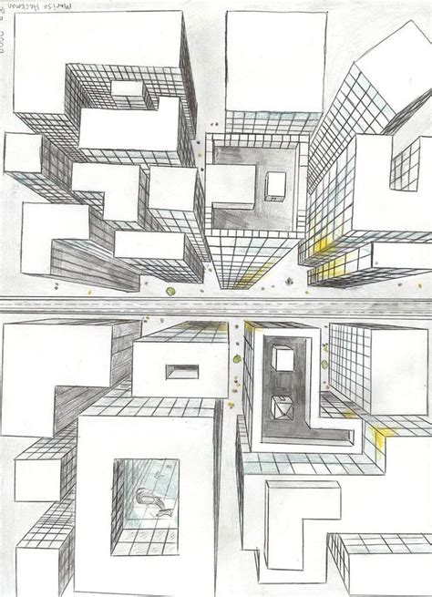 Dream House Drawing Perspective Art Birds Eye View City