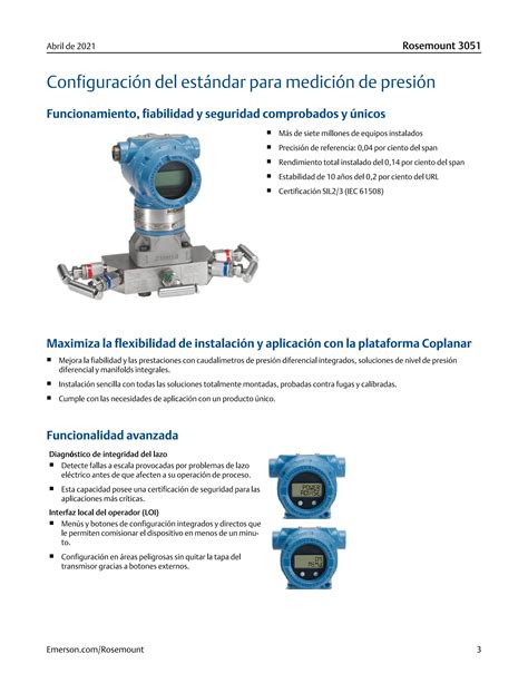 Hoja De Datos Del Producto Rosemount 3051 Transmisor De Presión Es Es 73192pdf Descarga Gratuita