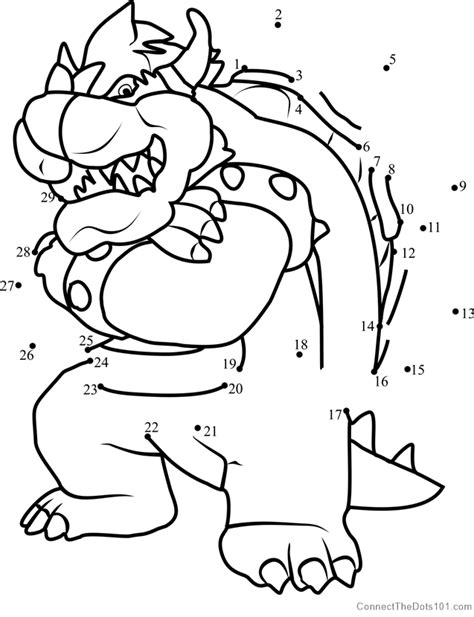 King Koopa From Super Mario Dot To Dot Printable Worksheet Connect Sexiz Pix