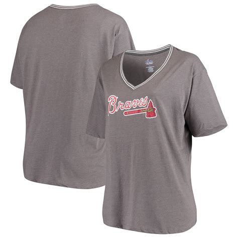 Atlanta Braves Majestic Womens Plus Size Rib V Neck T Shirt