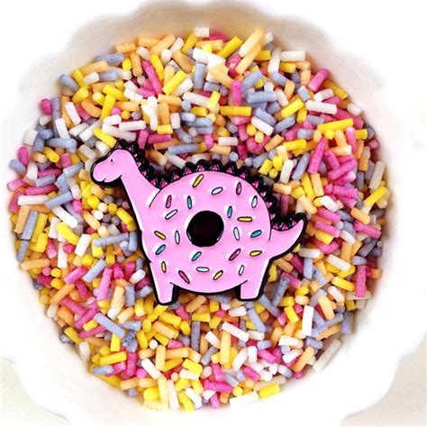 Donutosaur Donut Dinosaur Enamel Pin Cute Pink Doughnut Kawaii Pins