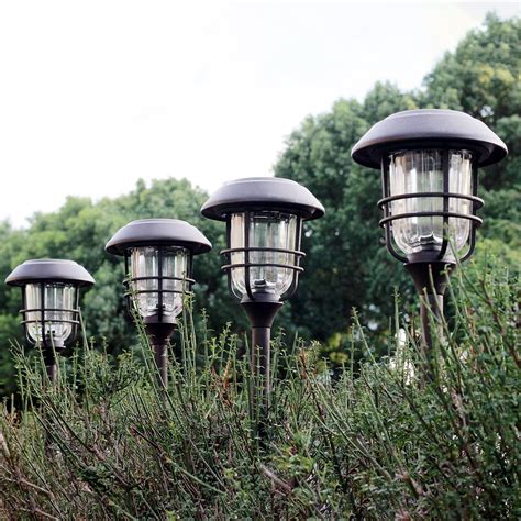 Gigalumi Super Bright Solar Outdoor Lights 4 Pack Waterproof Metal Automatic Path Lights With
