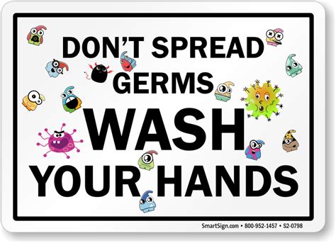 Dont Spread Germs Wash Your Hands School Hand Wash Sign Sku S2 0798