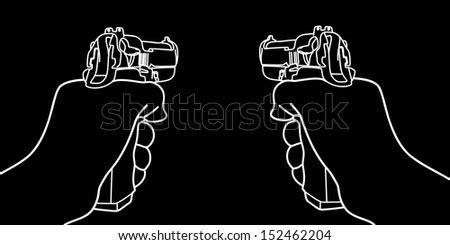 Hand Holding Handgun Vector Illustration Stock Vector Royalty Free
