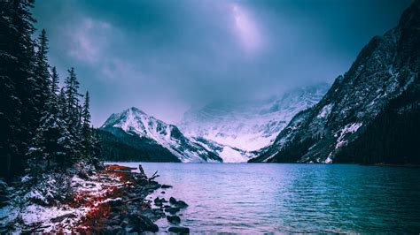 Fondos De Pantalla Montañas Lago Nieve Agua Canadá 1920x1080