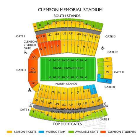 Clemson Memorial Stadium Seating Chart Rows