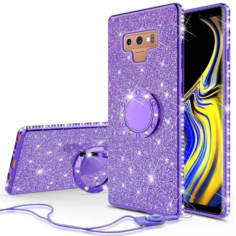 Galaxy Note 9 Case Cute Glitter Ring Stand Phone Case Kickstand Bling