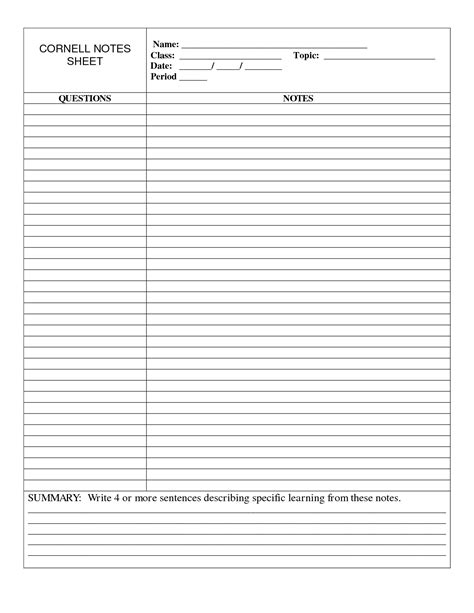 Cornell note taking templates organized effective note taking. 5 Best Images of Note Taking Pages Printable - Free ...