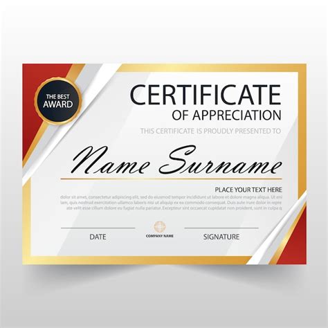 Modern Certificate Of Appreciation Template Vector Free Download
