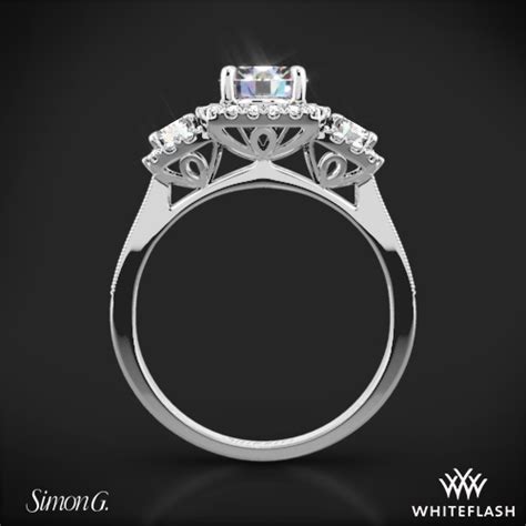 Simon g 18k white gold diamond wedding band. Simon G. NR464 Three Stone Passion Diamond Engagement Ring | 3565