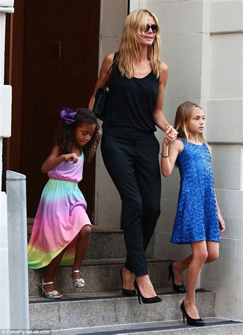 Heidi Klum S Daughters Leni And Lou Wear Heels As They Step Out With Model Mother Daily Mail