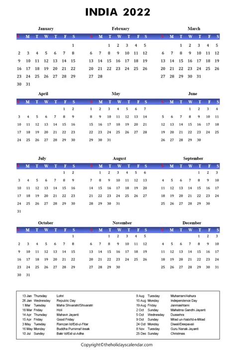 India Holidays 2022 India Calendar 2022 With Public Holidays