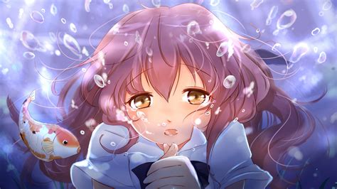 Download Wallpaper 1920x1080 Cute Face Anime Girl Underwater