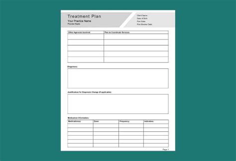 Counseling Treatment Plan Template Editable Pdf