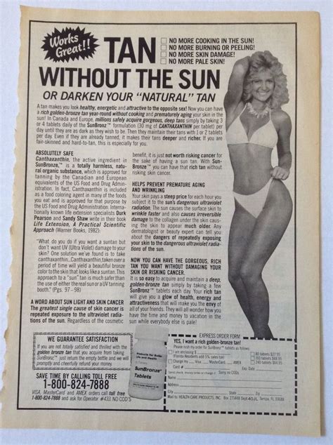 Tan Without The Sun Ad Vintage Magazine Print Clipping Sun Bronze