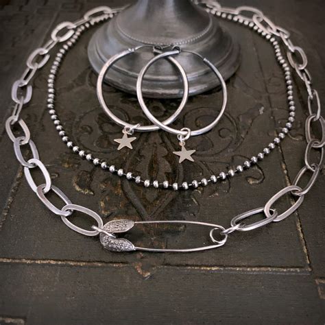 Sterling Silver Pavé Diamond Safety Pin Large Link Chain Necklace