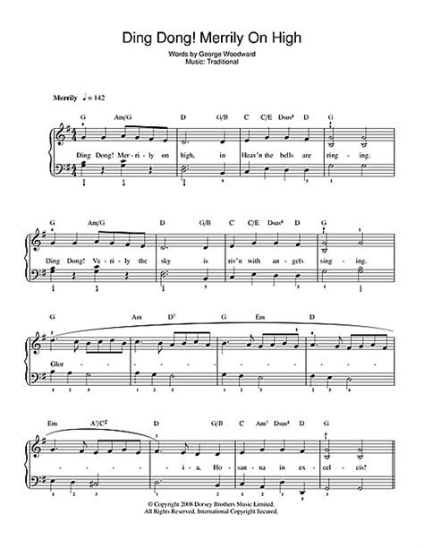 Before touching the piano keys, warm up your fingers and wrists with slow and soft circular motions and moderate stretching. Ding Dong! Merrily On High sheet music by Christmas Carol ...