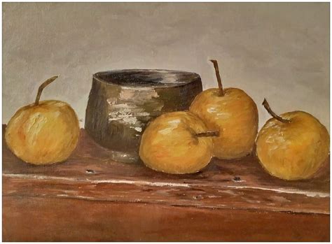 Still Life Apples Oil Painting By Irene Nilemo