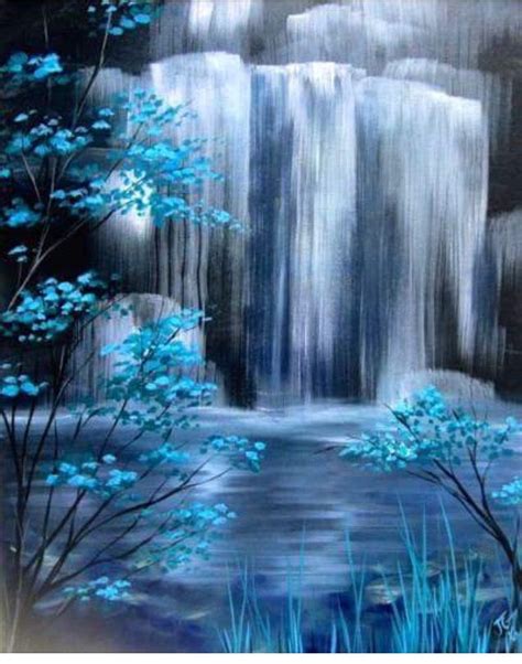 Pin By Princess James On Art Waterfall Paintings Landscape Paintings