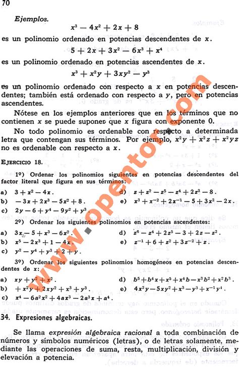 Aquí podrás descargar gratis la ficha de polinomio homogéneo e identico para segundo de secundaria que corresponde al curso de álgebra, este material. Álgebra 1 González Mancil, Expresiones algebraicas - Opentor