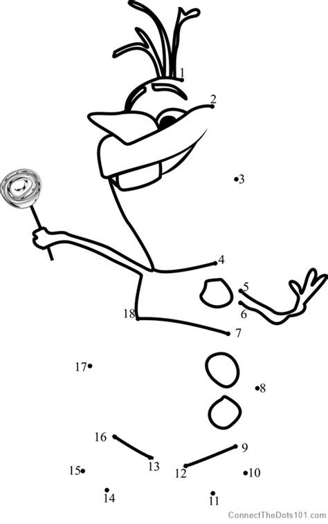 Olaf Dancing Frozen Dot To Dot Printable Worksheet Connect The Dots