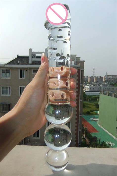 big glass long dildo with 3 anal beads double dildo and ass anal toys huge dildo large glass