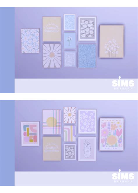 Sims 4 Pastel Colorful Prints Collection 02 Bárbara Sims