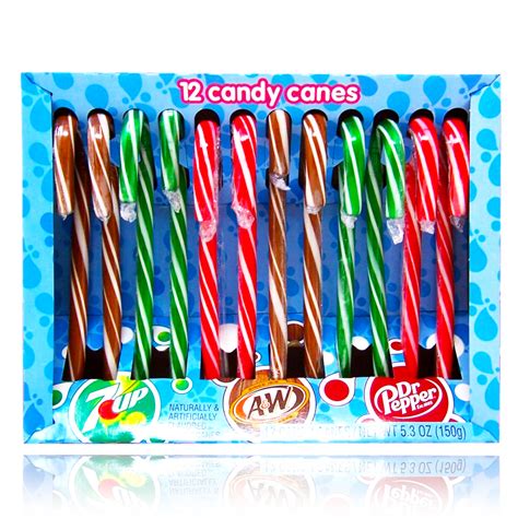 7up Aandw Dr Pepper Soda Candy Canes 12 Pack 150g United Sweets