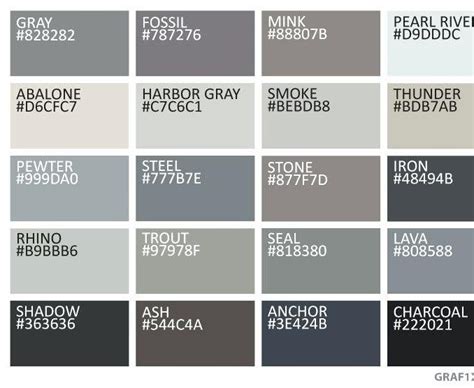 Gray Pantone Color Chart