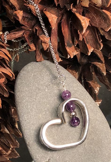 Spoon Heart Necklace Silverware Jewelry Necklace Purple Etsy Silver