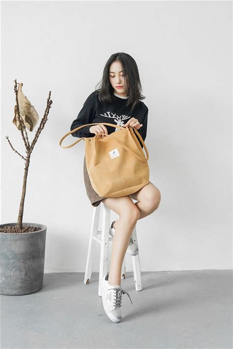 Korean Style Corduroy Tote Bag Kawaii Pen Shop