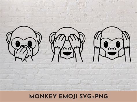Monkey Emoji Svg Png Bundle Icons Social Media Print And Stickers