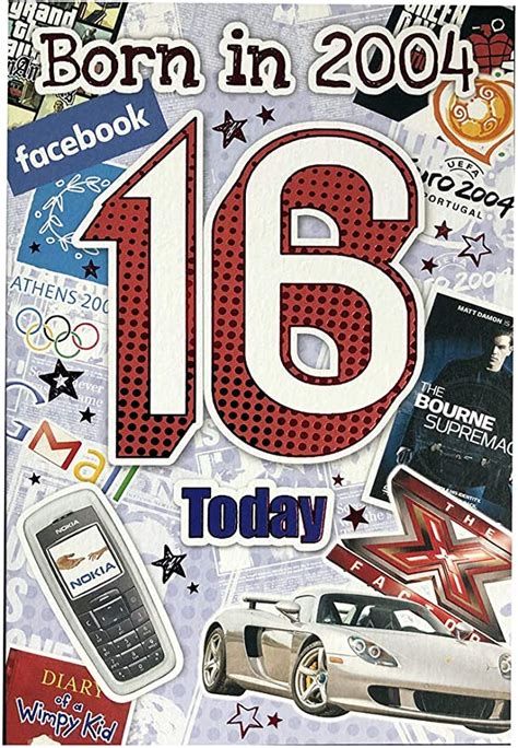 Boys 16th Birthday Card Co Ya204 2004 Year You Were Born Greeting