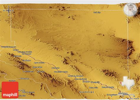 Physical Panoramic Map Of Hudspeth County