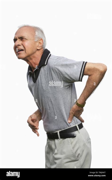 Old Man Suffering From Back Pain Stock Photo Alamy