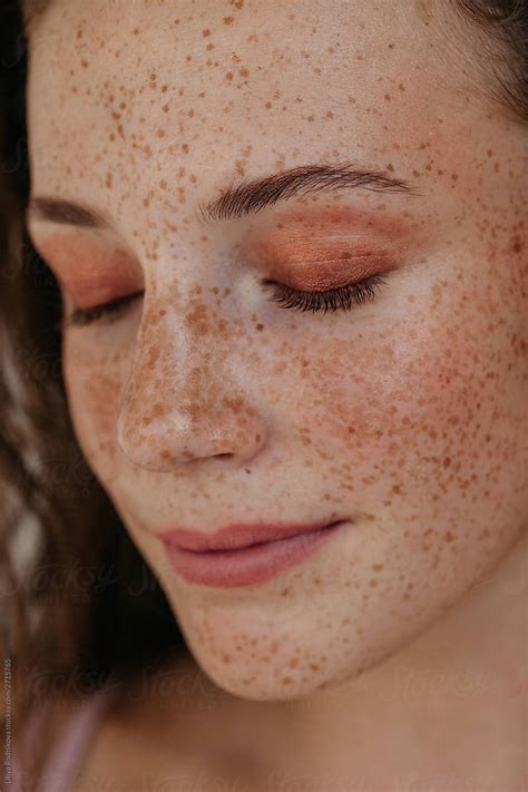 Crop Face Natural Beauty Portrait Of Girl With Freckles By Liliya Rodnikova Stocksy United