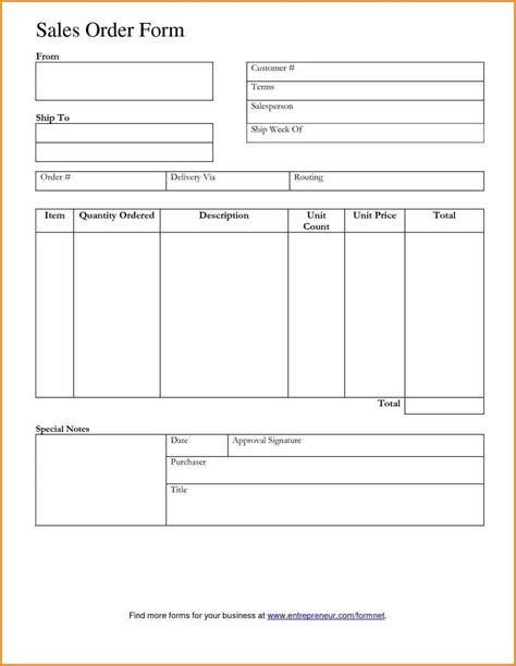 Printable Simple Order Form Template Printable Templates